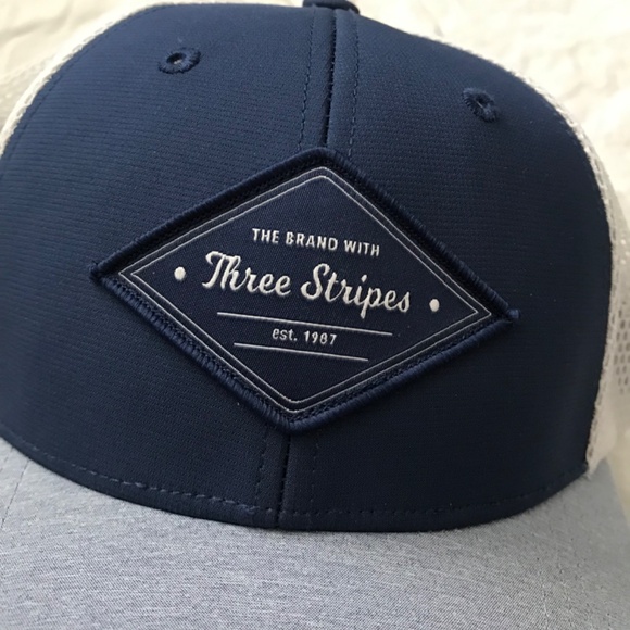 NWT Adidas Baseball Cap Mesh Back Hat Dark Navy Blue Grey White Athletic Unisex - Picture 4 of 15